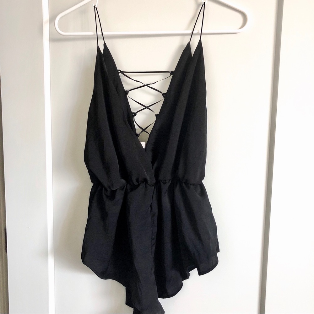 ASOS Petite Lace Up Satin Teddy - Picture 4 of 8